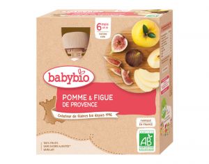 BABYBIO Gourdes - 4x90g - Ds 6 mois Pomme - Figue de Provence