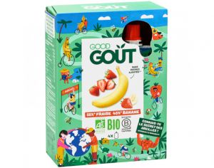 GOOD GOUT Kidz Gourdes Fraise Banane - 4 x 90g - Ds 3 ans