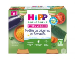 HIPP Ptits Veggies - 2 x 190 g Pole de Lgumes et Semoule 