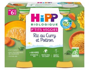 HIPP Ptits Veggies - 2 x 190 g Riz au Curry et Potiron 