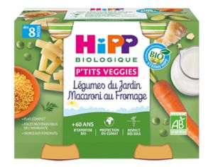 HIPP Ptits Veggies - 2 x 190 g Lgumes du Jardin Macaroni au Fromage