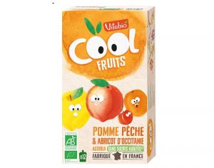 VITABIO Pack Famille Cool Fruits Pomme Pche Abricot - 12x90g